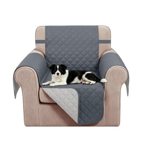 Reversible Recliner Chair Covers (Dark Blue/Light Grey / 23'' Chair)
