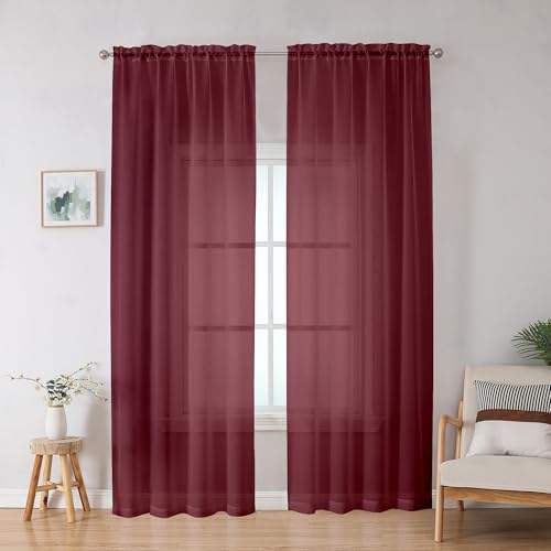 Sheer Curtains (Burgundy / 42"W x 78"L (Pack of 2))