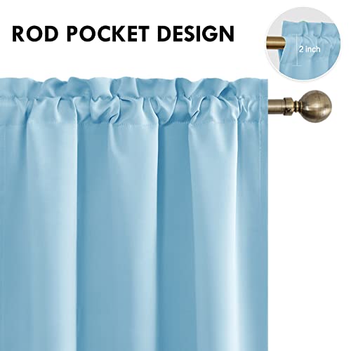Blackout Curtains for Bedroom Living Room 38 x 63 Inch Long 2 Panels (Light Blue / 38"W x 63"L (Pack of 2))