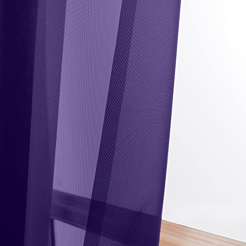 Purple Sheer Curtains 63 inch Length 2 Panels Set (Purple / 42"W x 63"L (Pack of 2))