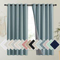 100% Absolutely Blackout Linen Curtains with Thermal Insulated Liner (62"W x 63"L (Pack of 2) / Skylark Blue)