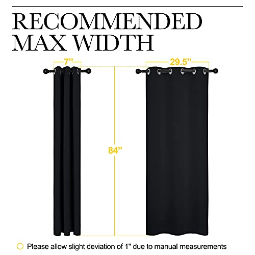 Black Blackout Curtains for Cafe 34" Wide x 84" Long 2 Panels (Black / 34"W x 84"L (Pack of 2))