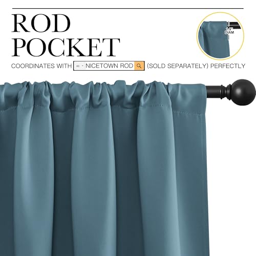 2 Panels Blackout Curtains (Smoky Blue / 62"W x 72"L (Pack of 2))
