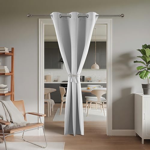 Door Curtain Blackout Curtains for Doorway Privacy Closet Drapes (Greyish White / 52"W x 96"L (Pack of 1))