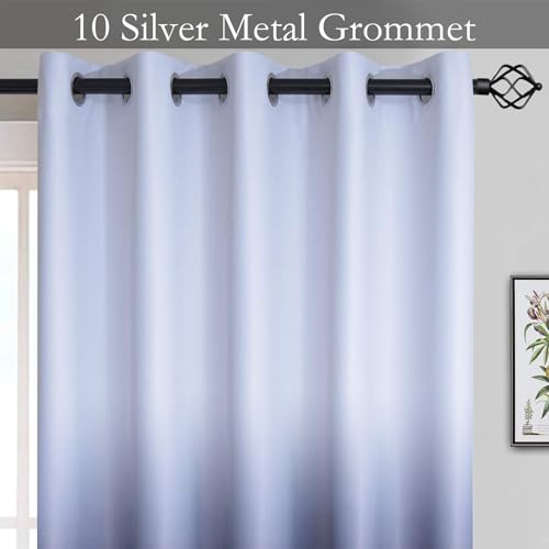 Ombre Gradient Black White to Gray Curtains for Bedroom (62"W x 84"L (Pack of 2) / Black and White)