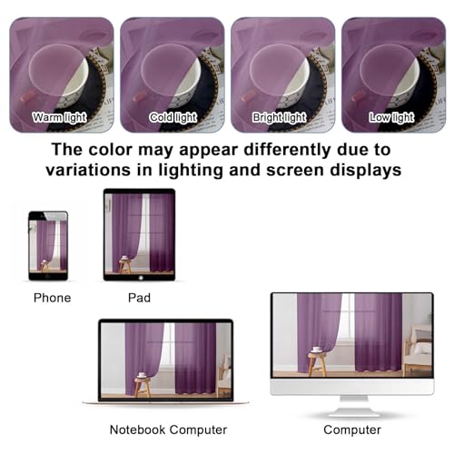Plum Sheer Curtains (Plum / 42"W x 84"L (Pack of 2))