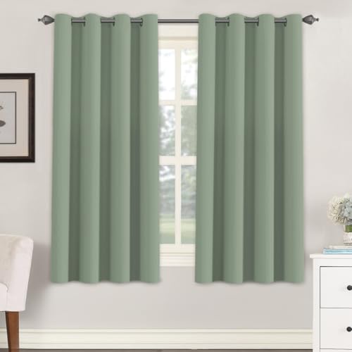 Blackout Curtain for Living Room Thermal Insulated Window Treatment Curtain Extra Long 63 inch Length Energy Saving Solid Grommet Top Blackout Drape (52"W x 63"L (Pack of 1) / Cyan)