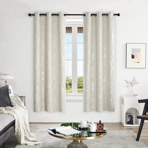 Living Room Curtains 72 Inches Long (Light Beige/Tree Branch / 42"W x 72"L (Pack of 2))