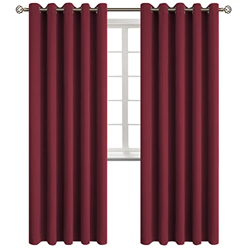 Burgundy Blackout Curtains for Living Room 84 Inch Long (Burgundy / 70"W x 84"L (Pack of 2))