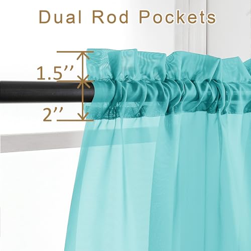 Sheer Curtains 63 Inch Length 2 Panels (Turquoise / 42"W x 63"L (Pack of 2))