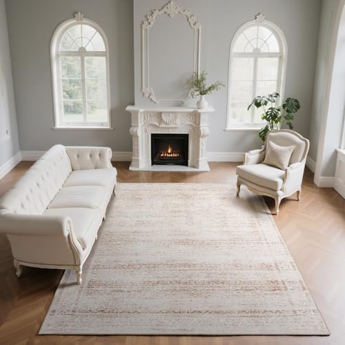 8x10 Washable Area Rugs for Living Room (8' x 10' (Rectangular) / White-orange-light Pink)