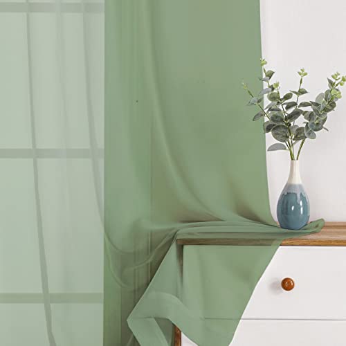 Extra Long Sage Green Voile Sheer Curtains 120 Inches Long 2 Pack (Sage Green / 42"W x 120"L (Pack of 2))