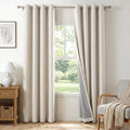 100% Blackout Linen Curtains 108 Inch Long 2 Panels Set (Alba | Beige / 50"W x 108"L (Pack of 2))