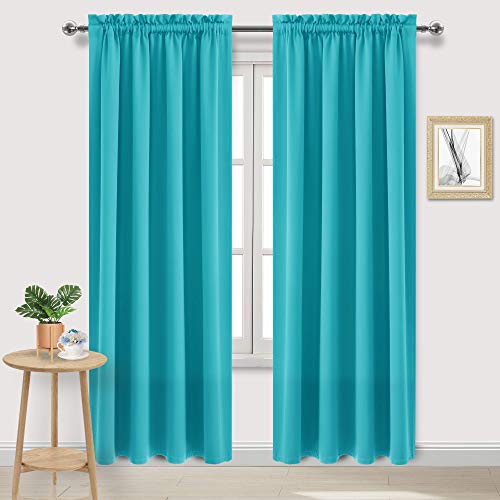 Blackout Curtains for Bedroom Living Room 52 x 84 Inch Long Turquoise (Turquoise / 52"W x 84"L (Pack of 2))