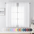 2 Piece White Sheer Curtains 63 Inch Length (40"W x 63"L (Pack of 2) / White)