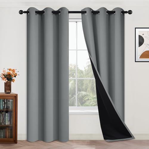Dove Grey 100% Blackout Curtains 84 Inches Long 42" Wide 2 Panel (42"W x 84"L (Pack of 2) / Dove Grey)