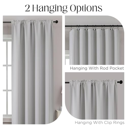 Grayish White Blackout Curtains 54 inch Length 2 Panels Set (Greywish White / 52"W x 54"L (Pack of 2))