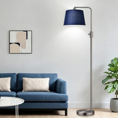 Dimmable Floor Lamp (Brushed Nickel-Blue Shade)