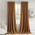 Golden Brown Back Tab Blackout Curtains 52x96 Inch Long 2 Panels Set (Golden Brown / 52"W x 96"L (Pack of 2))