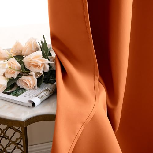 Fall Orange Back Tab Blackout Curtains 52x84 Inch Length 2 Panel Set (Orange / 52"W x 84"L (Pack of 2))