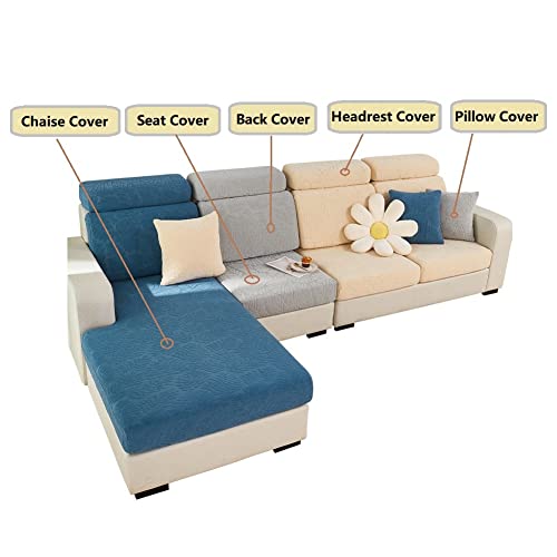 Couch Cushion Covers for Sofa Couch Covers Wear (Texture-blue / Extra Large Single Seat Cover)