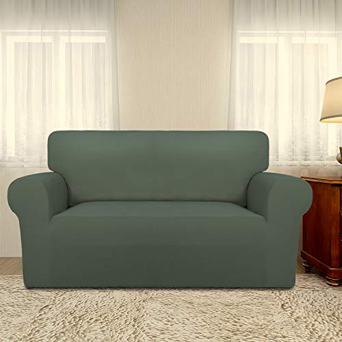 Stretch Loveseat Covers Fleece Couch Covers for Sofa Grayish Green (Medium Loveseat / Grayish Green)