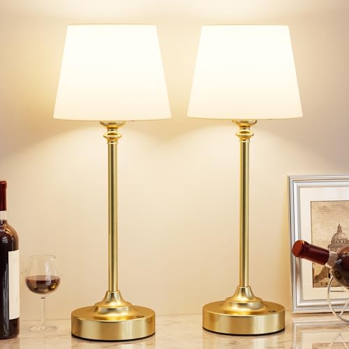 Cordless Table Lamps Rechargeable Set (White - Gold)