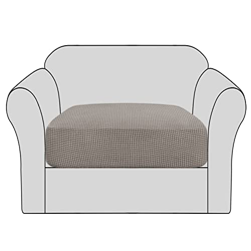 Stretch Couch Cushion Covers Individual Seat Sofa Chair Slipcovers Cushion Protector Cover Featuring Jacquard Textured Twill Fabric (Taupe)
