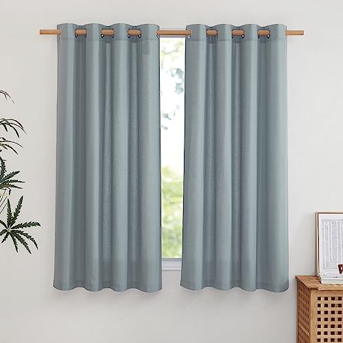 Linen Stone Blue Curtains 63 inch Length (Stone Blue / 55"W x 63"L (Pack of 2))