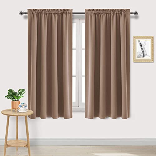 Blackout Curtains for Bedroom Living Room 52 x 63 Inch Long Khaki (Khaki / 52"W x 63"L (Pack of 2))