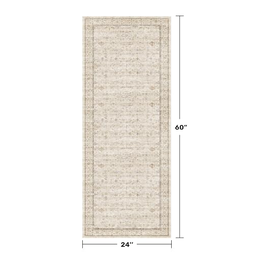 Cream 2x5 Runner Rugs for Bathroom Floor (2' x 5' (Runner) / Light Sand Beige)