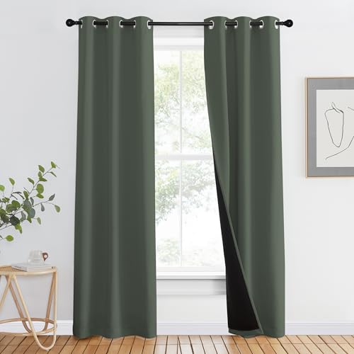 100% Blackout Curtains 80" Long (Dark Mallard / 37"W x 80"L (Pack of 2))