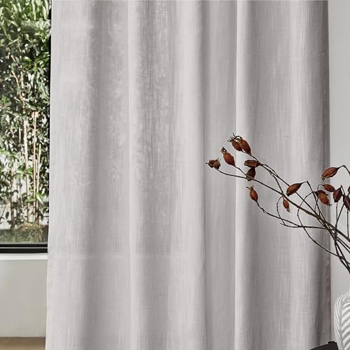 90 Inch Farmhouse Curtains for Living Room (50"W x 90"L (Pack of 2) / Light Grey)