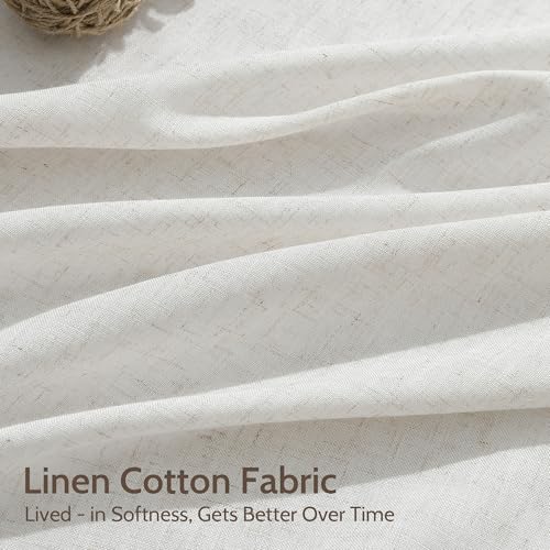 Natural Linen Curtains for Living Room 86 Inches Long Rustic Farmhouse Decor Light Filtering Semi Sheer Curtain Back Tab and Rod Pocket Luxury Drapes for Bedroom Office 52x86 (52"W x 86"L (Pack of 2) / Natural Linen)