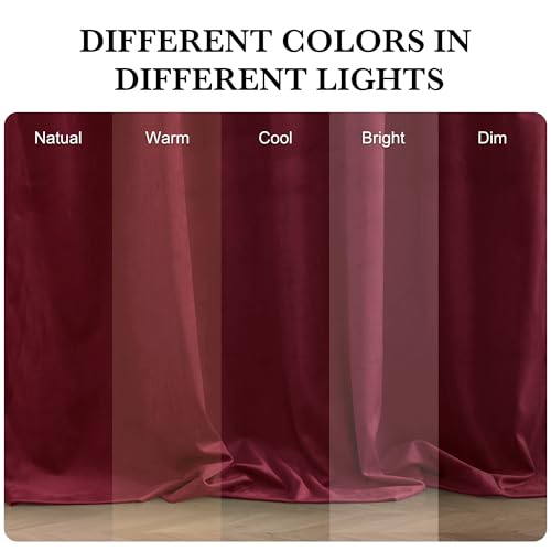 Burgundy Velvet Curtains 84 inches for Bedroom Living Room (Burgundy / 52"W x 84"L (Pack of 2))