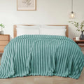 Striped Twin Size Fleece Blanket for Bed (Celadon / Twin ( 60x80 IN ))