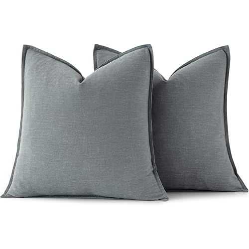 Decorative Linen Euro Sham Pillow Covers 26x26 Gray (Gray / 26" x 26" (Pack of 2))