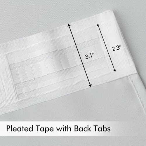 Greyish White Back Tab Blackout Curtains 52x102 Inch Long 2 Panels (Greyish White / 52"W x 102"L (Pack of 2))