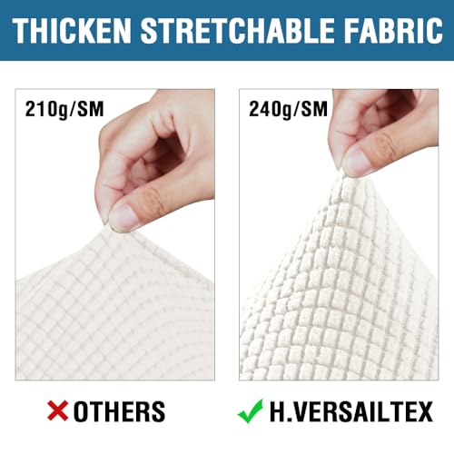 4 Piece Stretch Sofa Covers for 3 Cushion Couch Covers for Living Room Furniture (Large / Porcelain White)