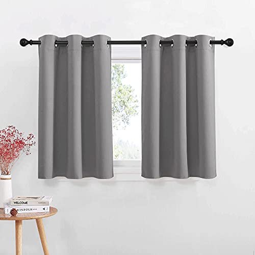 Small Curtain for Half Window Blackout for Bathroom Living Room (Silver Gray / 42"W x 36"L (Pack of 2))