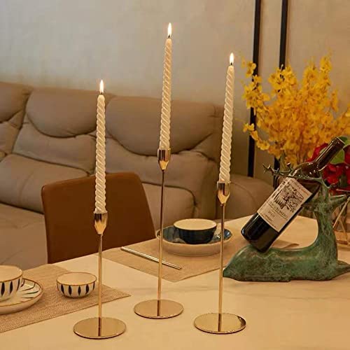 French Gold Taper Tall Candle Holders Set of 6 (French Gold-6 Packs)