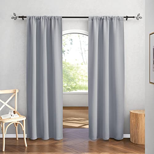 Blackout Curtains for Bedroom Living Dining Room 84 inches Long (Silver Grey / 42"W x 84"L (Pack of 2))