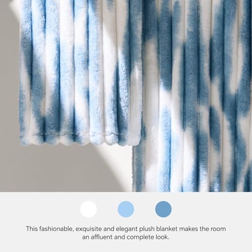 Ribbed Fleece Throw Blanket for Couch (Tie-dye Blue / Throw(50"x60"))