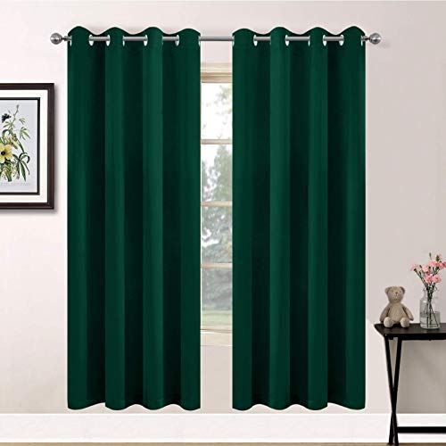 Room Darkening Curtains 52x72 inch Length Dark Green (Dark Green / 52"W x 72"L (Pack of 2))