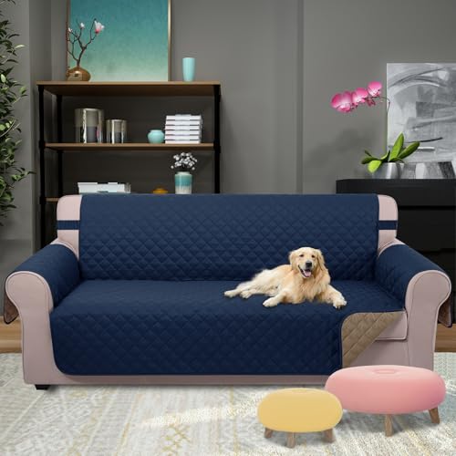 4 Seater Sofa Cover 91''Large Couch Cover (Navy/Taupe / 91''sofa Xxl - Xxl Large)
