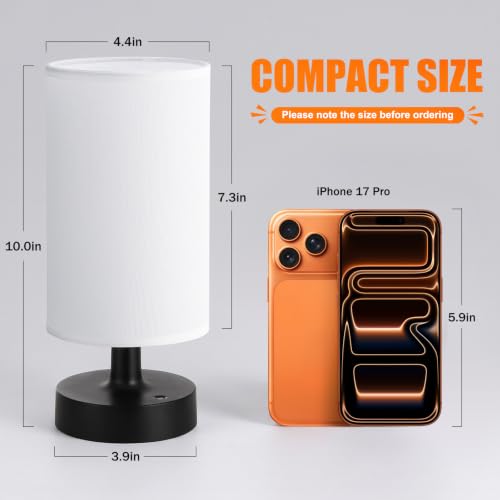Cordless Table Lamp Rechargeable Small (White - Black / 2 Pack - 10in)