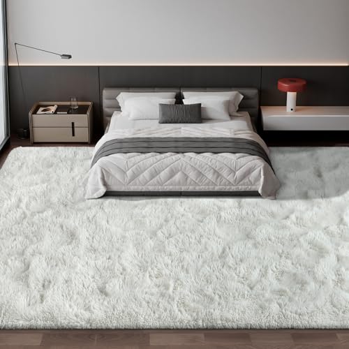 Large Shag Area Rugs 10 x 14 (Cream White / 10 x 14 ft)