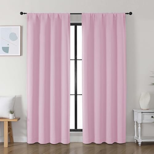Ava Pink Blackout Curtains for Bedroom 72 Inch Length 2 Panels Set (Pink / 40"W x 72"L (Pack of 2))