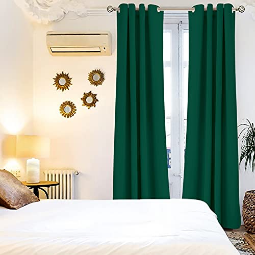 Green Blackout Curtains 84 Inch Length 2 Panels Set (Emerald Green / 46"W x 84"L (Pack of 2))