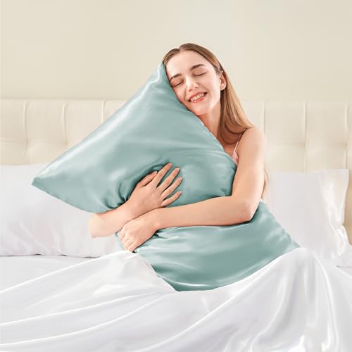 Zipper Satin Pillowcases (Haze Blue / Queen (20" x 30")-Zipper)